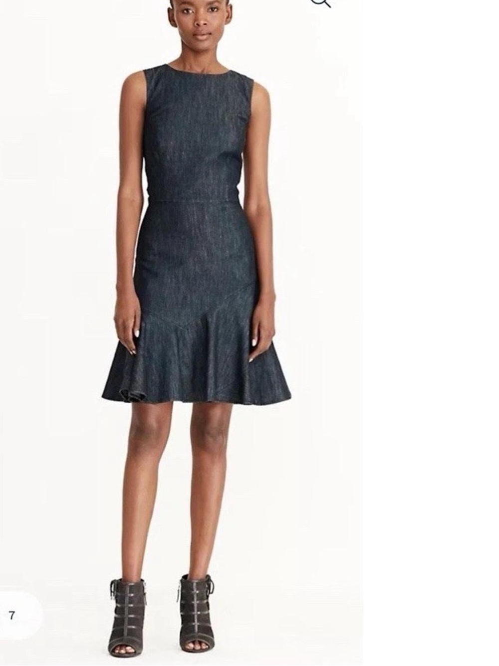 Ralph Lauren Dark Denim Sleeveless Fit-and-Flare Dress Ruffle Hem size 4